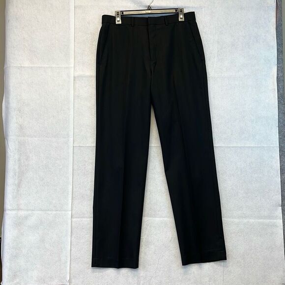 STAFFORD Men’s Dress Pants Classic Fit Flex Waist Black 32x32 Travel Work EUC - Picture 1 of 11